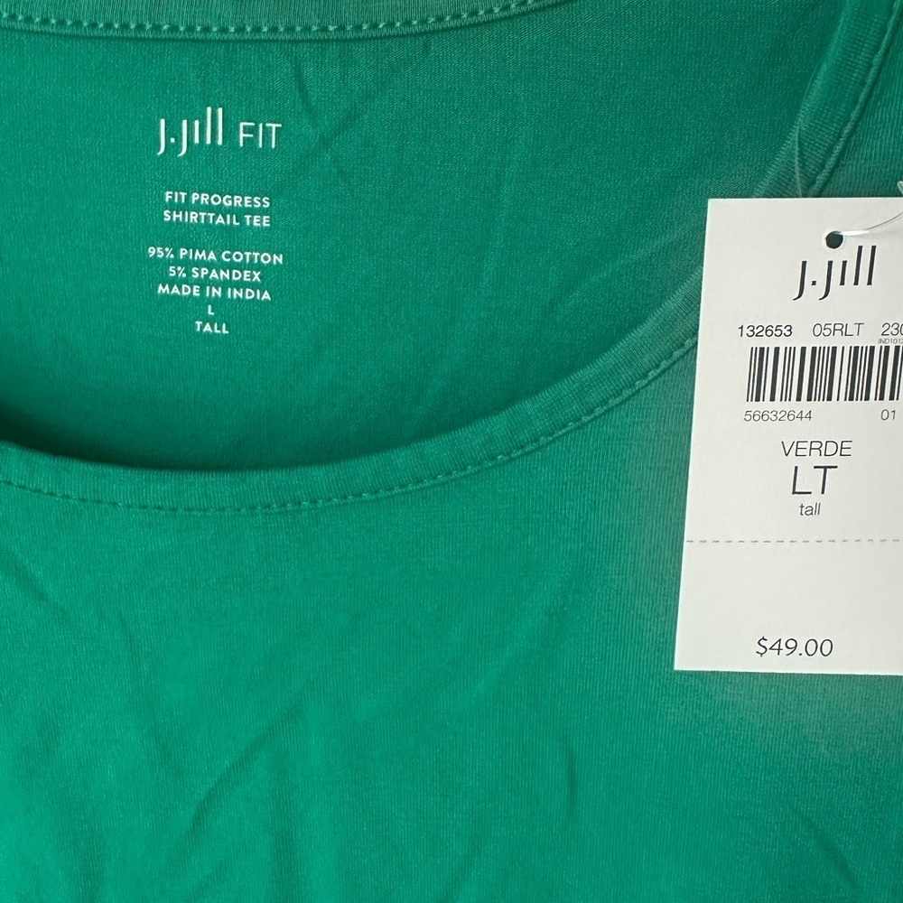 NWT J. Jill Active Green Shirttail Tee SZ LT - Picture 2 of 10